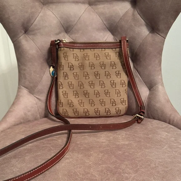 Dooney & Bourke Tan and Brown Monogram Crossbody Bag - Picture 3 of 4